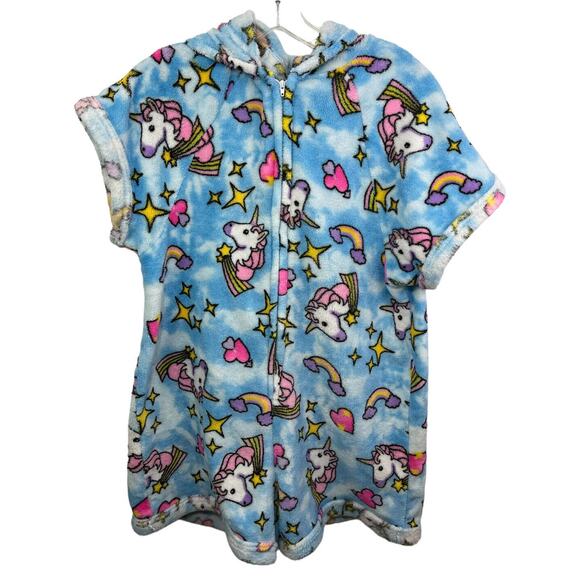 Made with Love and Kisses Fuzzies Pajamas Romper Shorts Girls 12-14 Unicorn - Picture 3 of 8